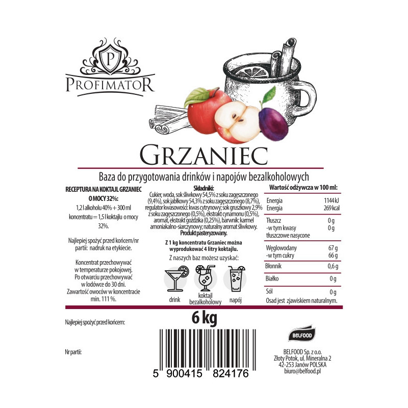 Baza do drinków i bezalkoholowych koktajli GRZANIEC box 6kg