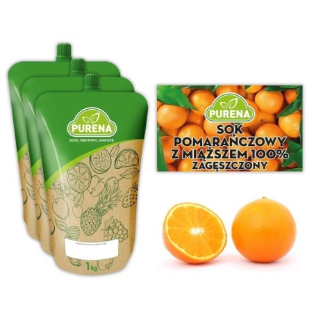 Sok pomarańczowy Z MIĄŻSZEM 100% zagęszczony 3x1kg na 15l