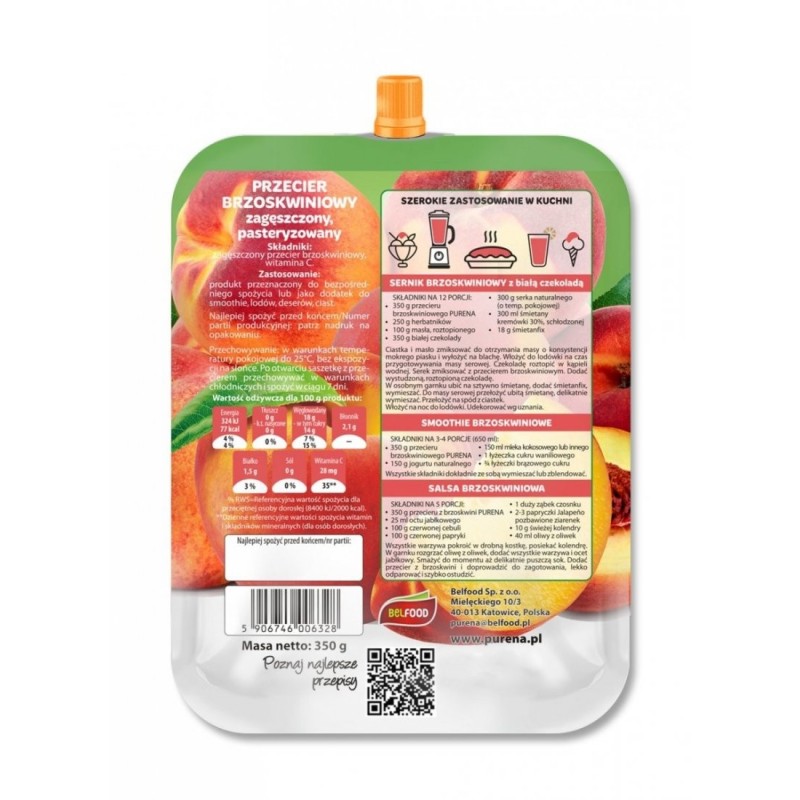 Przecier (mus) owocowy 100% z brzoskwini 350g