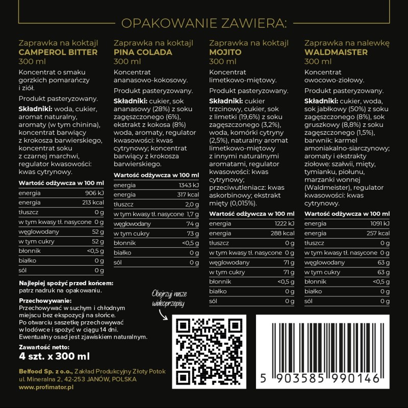 ZESTAW BARMAŃSKI DO DRINKÓW PARTY BOX XXL 4x300ml PROFIMATOR