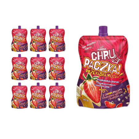 Chrupaczka truskawka-banan z kawałkami truskawki i nasionami chia 180g x 10szt