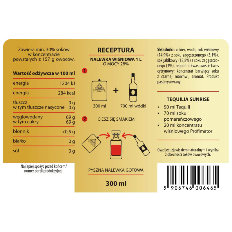 Bezalkoholowy koncentrat WIŚNIA 300 ml PROFIMATOR
