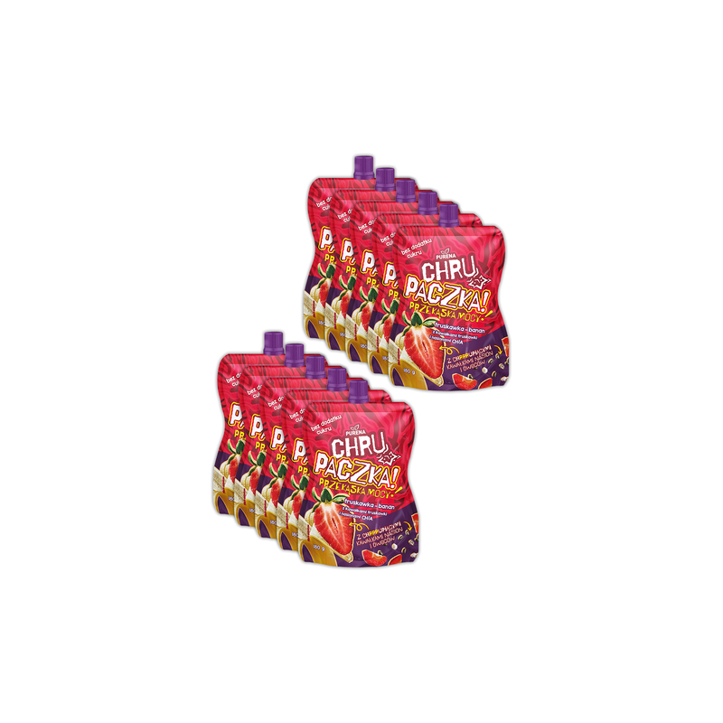 Chrupaczka truskawka-banan z kawałkami truskawki i nasionami chia 180g x 10szt