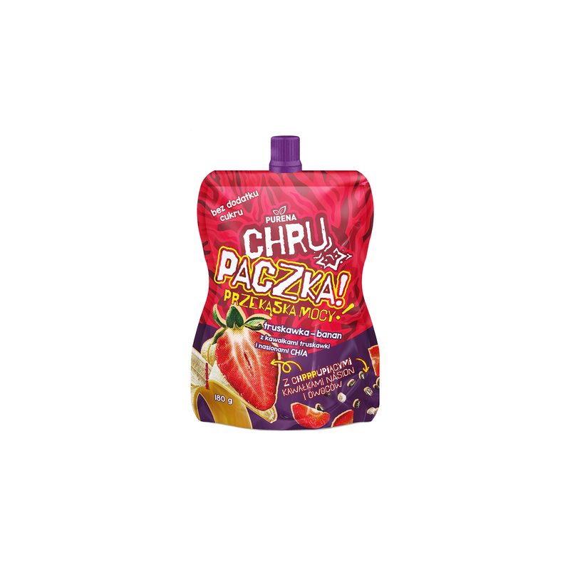 Chrupaczka truskawka-banan z kawałkami truskawki i nasionami chia 180g x 10szt