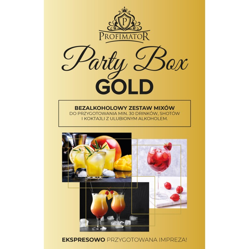 ZESTAW BARMAŃSKI DO DRINKÓW PARTY BOX GOLD 4x300ml PROFIMATOR