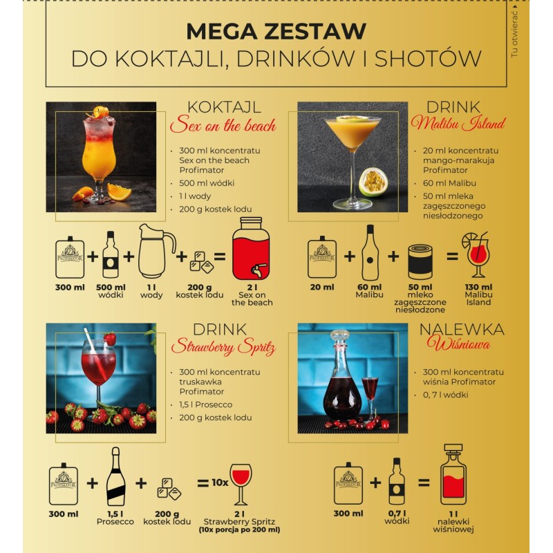 ZESTAW BARMAŃSKI DO DRINKÓW PARTY BOX GOLD 4x300ml PROFIMATOR