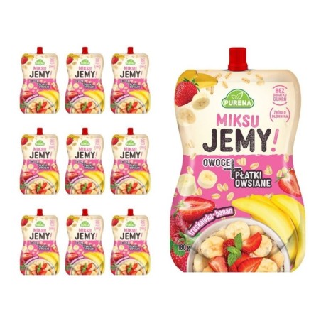 Przekąska miksuJEMY truskawka-banan + PŁATKI OWSIANE 180g x 10sztuk