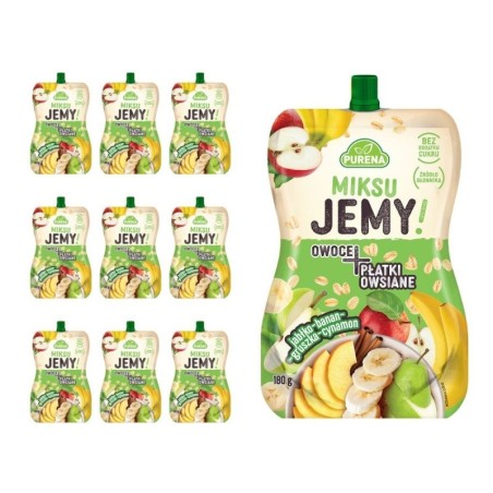 Przekąska miksuJEMY gruszka-banan + PŁATKI OWSIANE 180g x 10sztuk