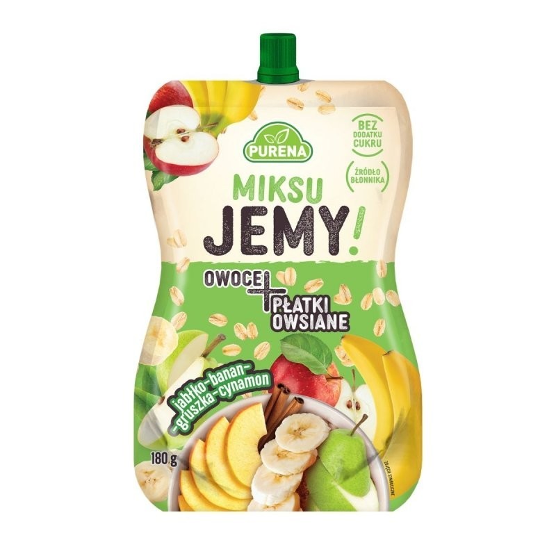 Przekąska miksuJEMY gruszka-banan + PŁATKI OWSIANE 180g x 10sztuk