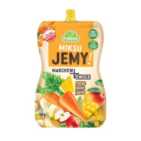Przekąska miksuJEMY MARCHEW + mango-banan-jabłko 180g