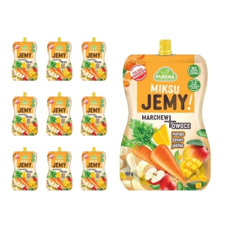 Przekąska miksuJEMY MARCHEW + mango-banan-jabłko 180g x 10sztuk