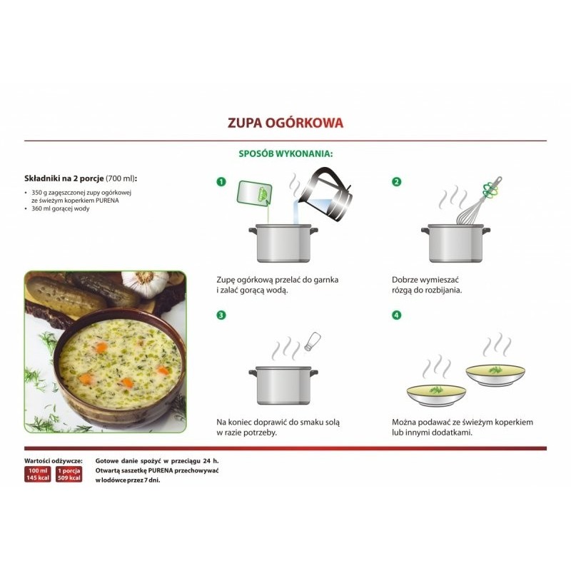Zupa ogórkowa zagęszczona 350g na 2 porcje zupy