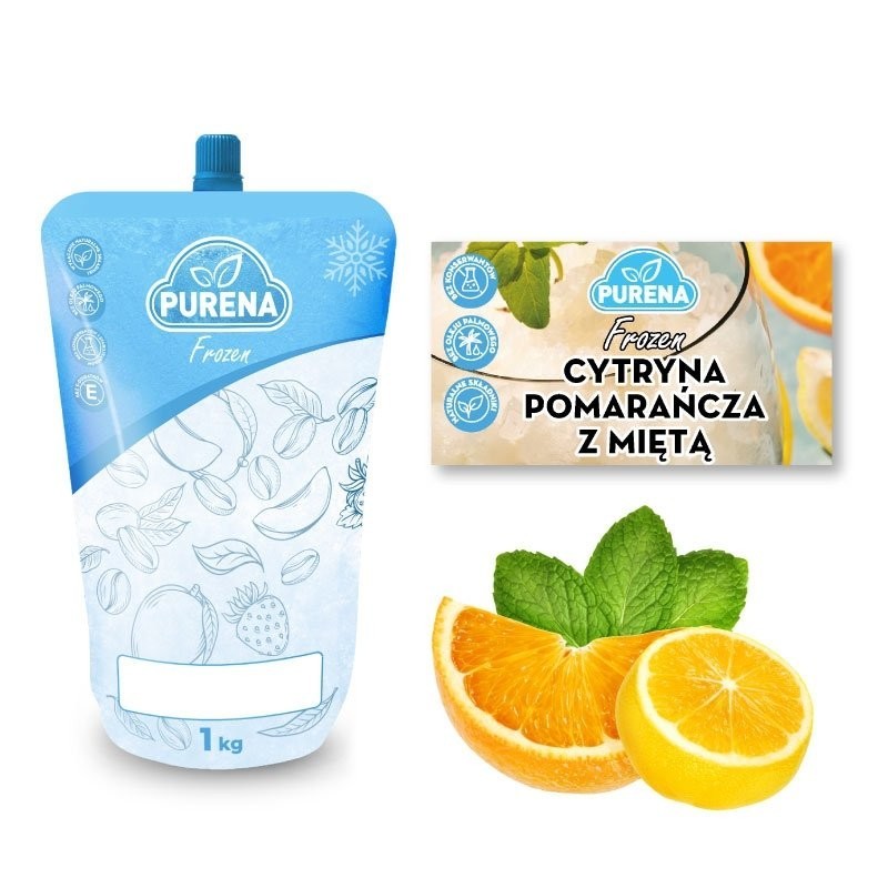 Skoncentrowana baza do wyrobu deserów lodowych CYTRYNA POMARAŃCZA Z MIĘTĄ box 6x1kg