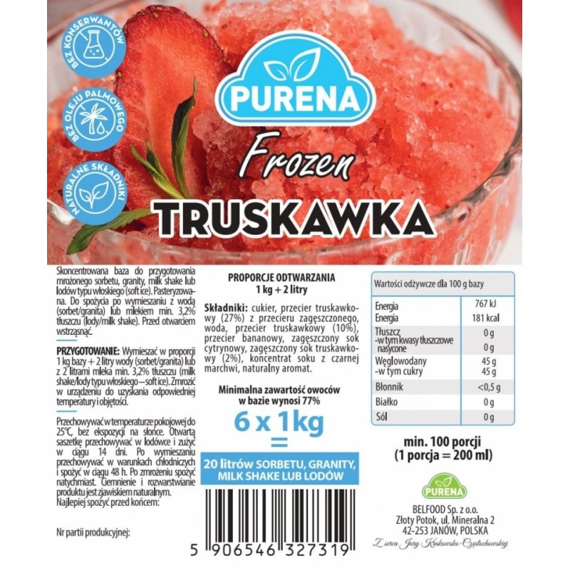 Skoncentrowana baza do wyrobu deserów lodowych TRUSKAWKA box 6x1kg