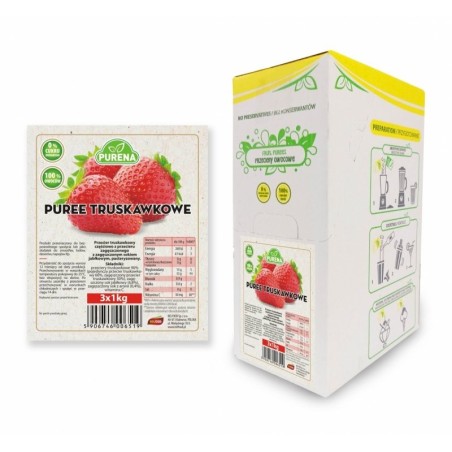 Pulpa puree przecier bez cukru z truskawek 1kg zestaw 3 sztuki
