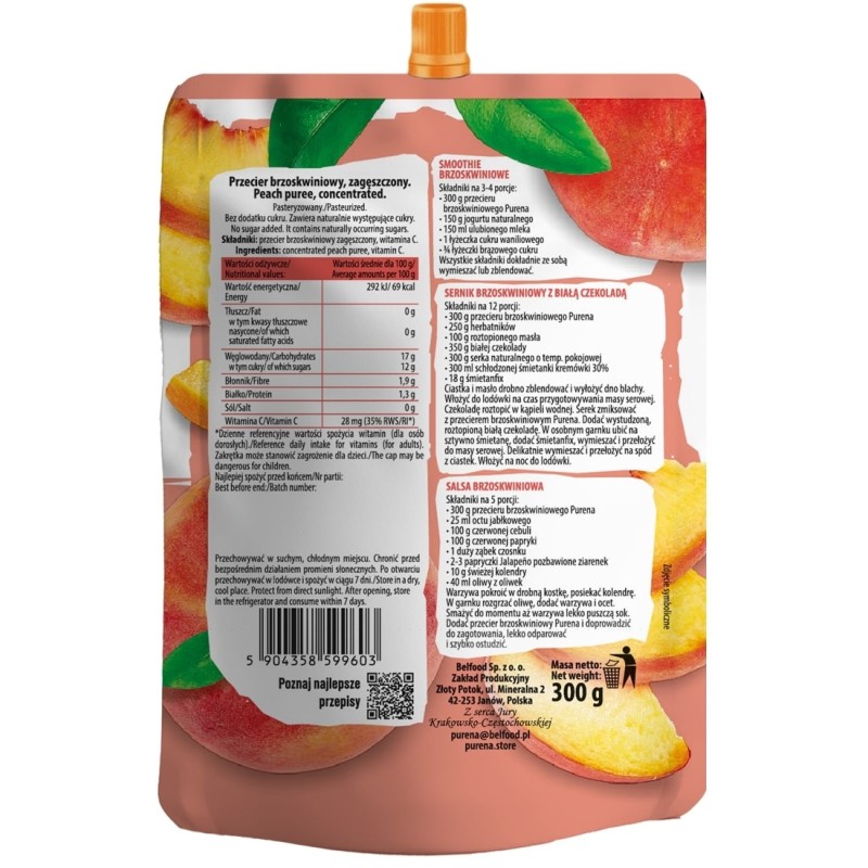 Przecier (mus) owocowy 100% z brzoskwini 300g