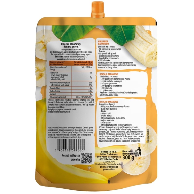 Przecier (mus) owocowy 100% bananowy 300g