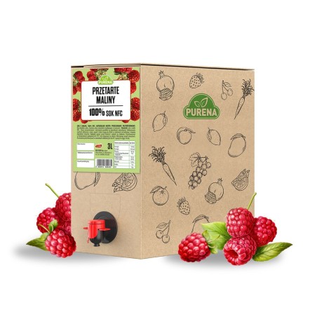 Przetarte maliny PUREE 100% sok NFC 3L