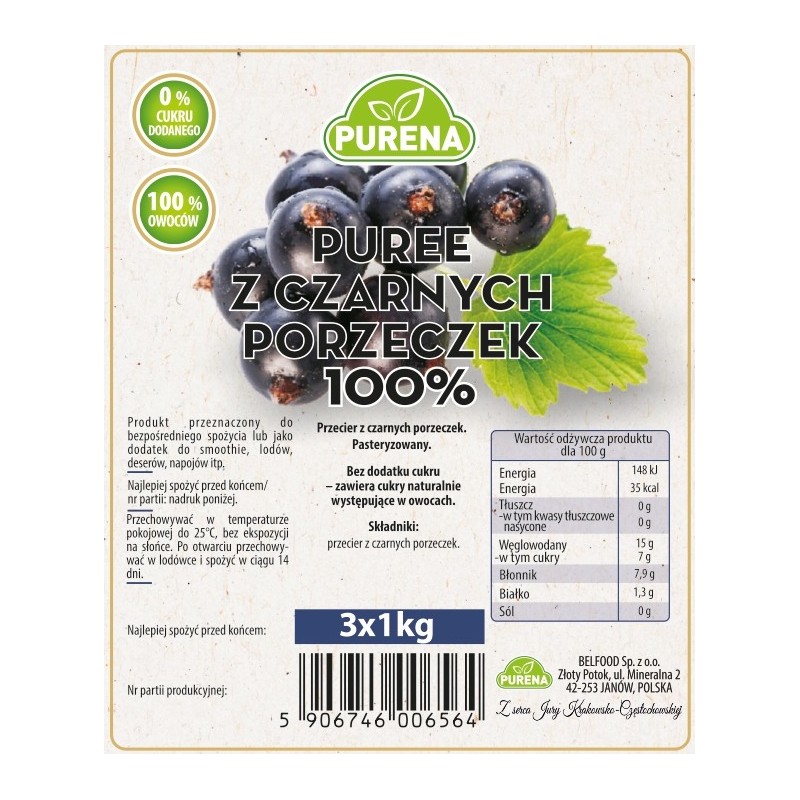 Pulpa (puree) 100% z czarnych porzeczek 1kg