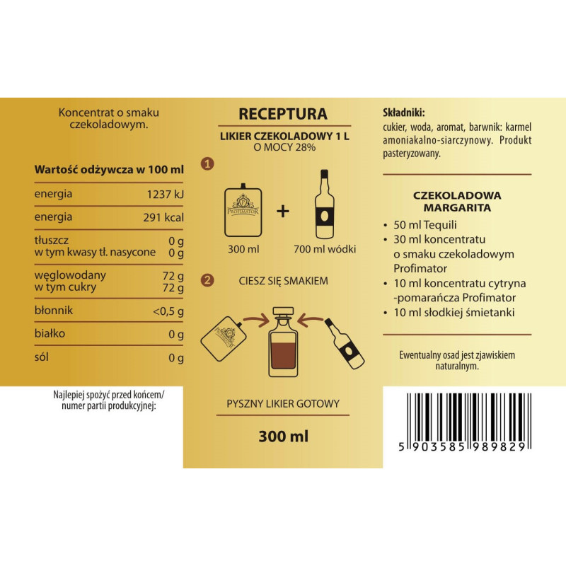 Bezalkoholowy koncentrat CZEKOLADA 300 ml PROFIMATOR