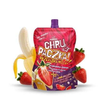 Chrupaczka truskawka-banan z kawałkami truskawki i nasionami chia 180g