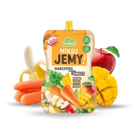 Przekąska miksuJEMY MARCHEW + mango-banan-jabłko 180g
