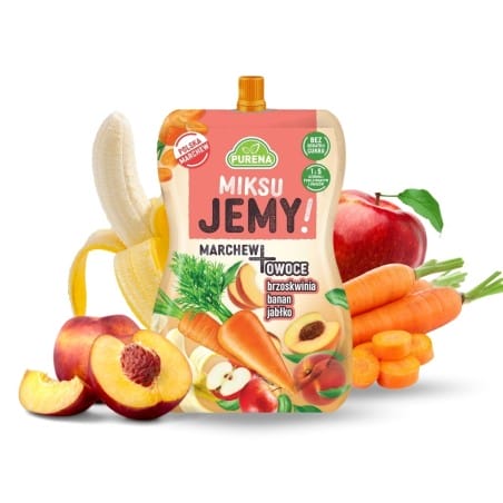 Przekąska miksuJEMY MARCHEW + brzoskwinia-banan-jabłko 180g