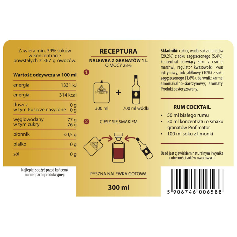Bezalkoholowy koncentrat GRANAT 300 ml PROFIMATOR