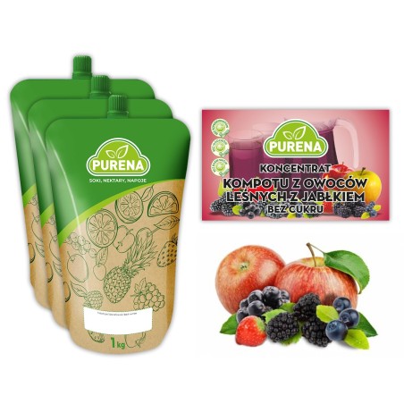 Kompot z owocami leśnymi koncentrat bez cukru 3x1kg na 30l