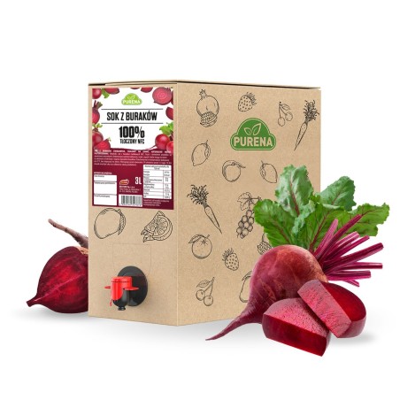 Naturalny Sok z buraków 100% tłoczony na zimno NFC PURENA 3 L