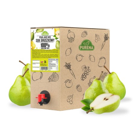 Sok gruszkowy 100% tłoczony na zimno NFC PURENA 3 L