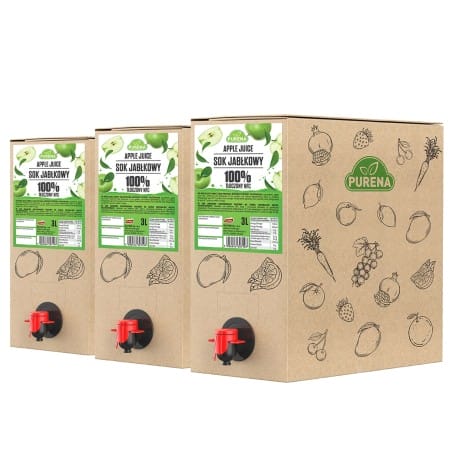 Sok z jabłek 100% bez dodatków tłoczony na zimno NFC 3 L x 3 sztuki