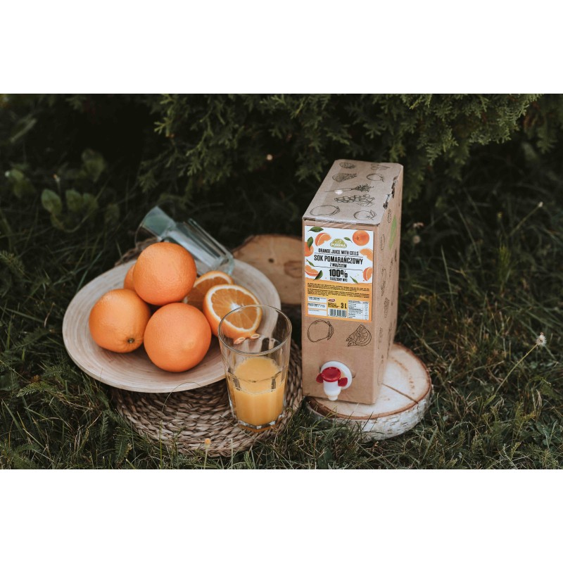Sok pomarańczowy 100% z miąższem tłoczony NFC PURENA 3 L x 3 sztuki