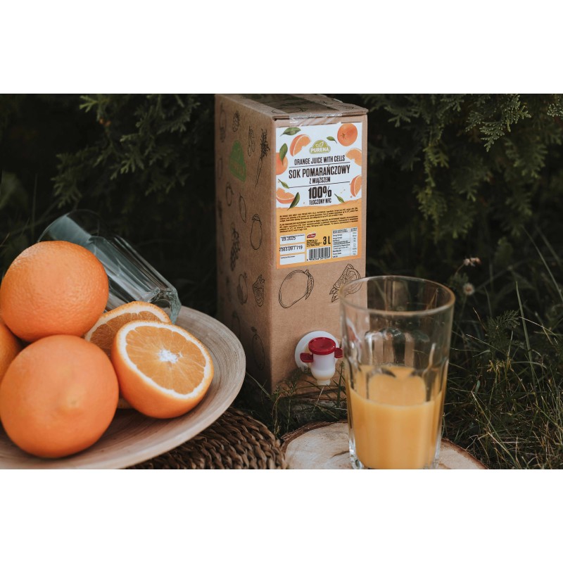 Sok pomarańczowy 100% z miąższem tłoczony NFC PURENA 3 L x 3 sztuki