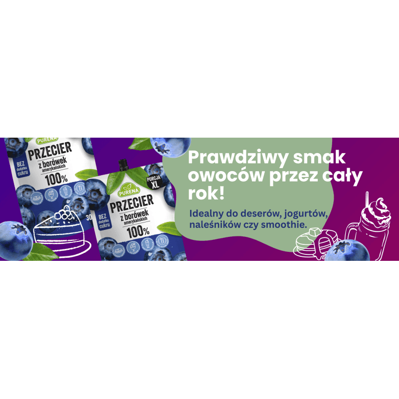 Borówka amerykańska 100% przecier mus owocowy bez cukru PURENA 300 g