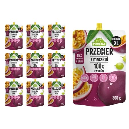 Przecier mus owocowy z marakui bez cukru PURENA 300 g x 10 sztuk