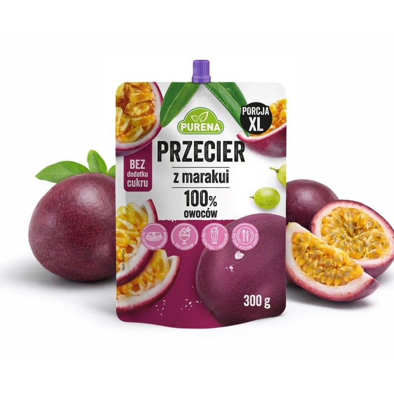 Przecier mus owocowy z marakui bez cukru PURENA 300 g x 10 sztuk