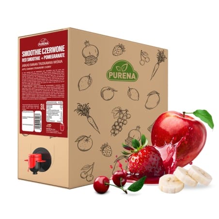Smoothie czerwone owocowe jabłko banan truskawka wiśnia + sok granat NFC 3 L