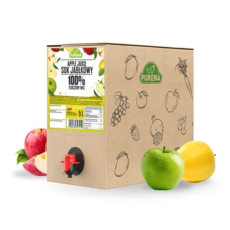 Sok jabłkowy 100% bez dodatku cukru tłoczony na zimno NFC 5 L