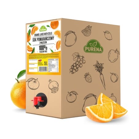 Sok pomarańczowy 100% bez dodatku cukru tłoczony na zimno NFC 5 L