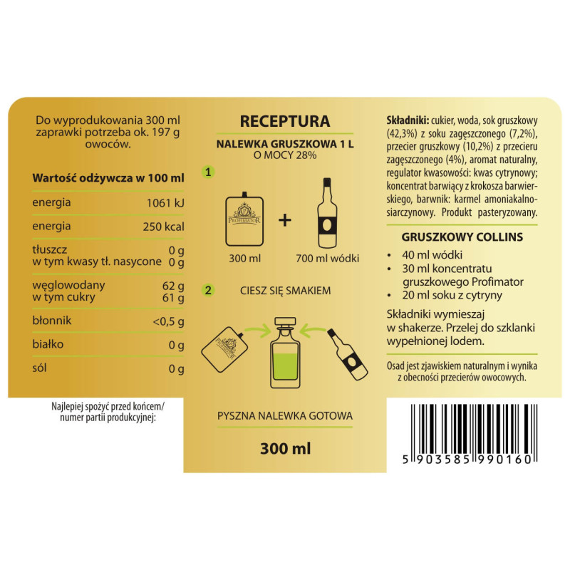 Bezalkoholowy koncentrat GRUSZKA 300 ml PROFIMATOR