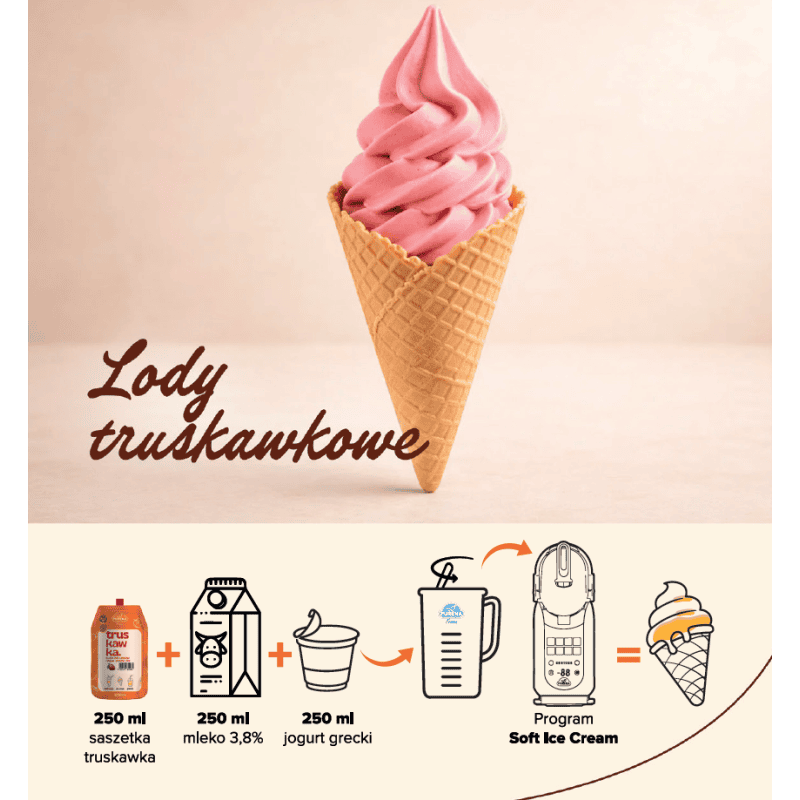Truskawka baza do lodów milkshake'ów 250 ml na 8 porcji