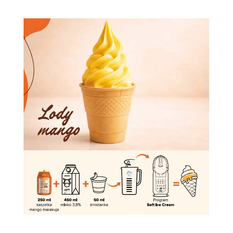 Mango - marakuja baza do lodów milkszejków 250 ml na 10 porcji