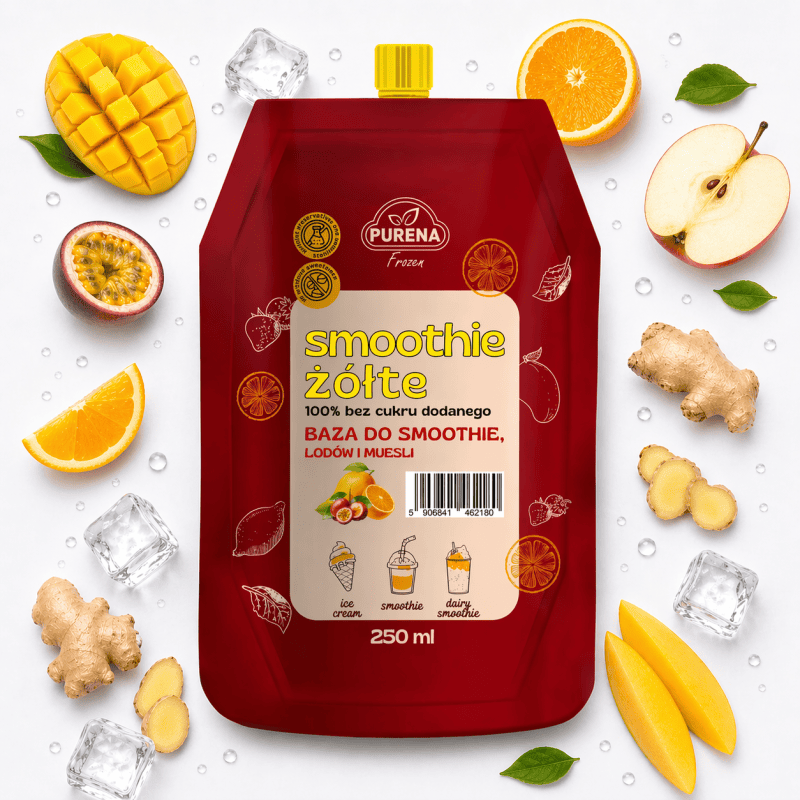 Smoothie żółte 100% bez dodatku cukru baza do smoothie, lodów i muesli 250 ml 5 porcji