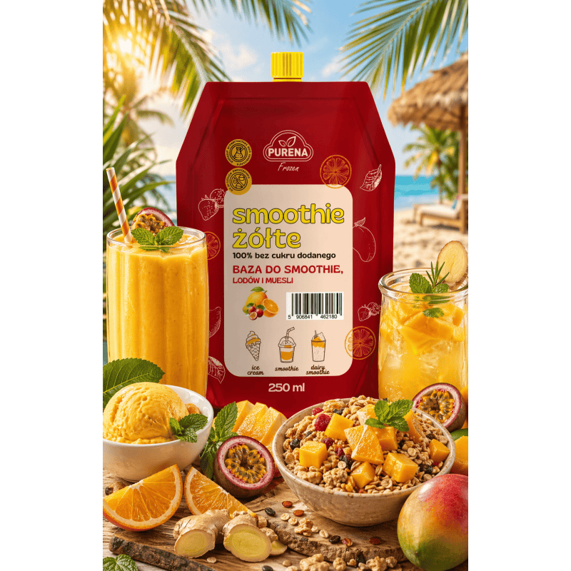 Smoothie żółte 100% bez dodatku cukru baza do smoothie, lodów i muesli 250 ml 5 porcji