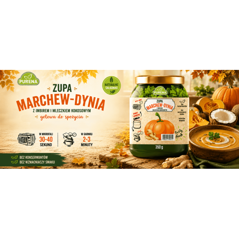 Zupa marchew-dynia z imbirem i mleczkiem kokosowym gotowa 350 g