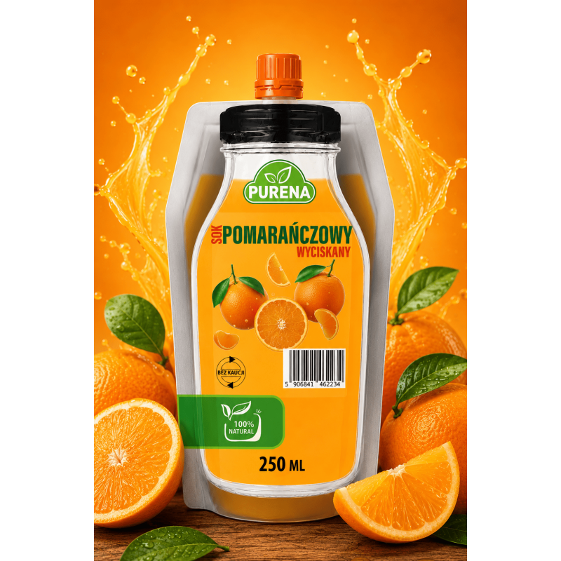 Sok pomarańczowy z miąższem bezpośrednio wyciskany z owoców 250 ml