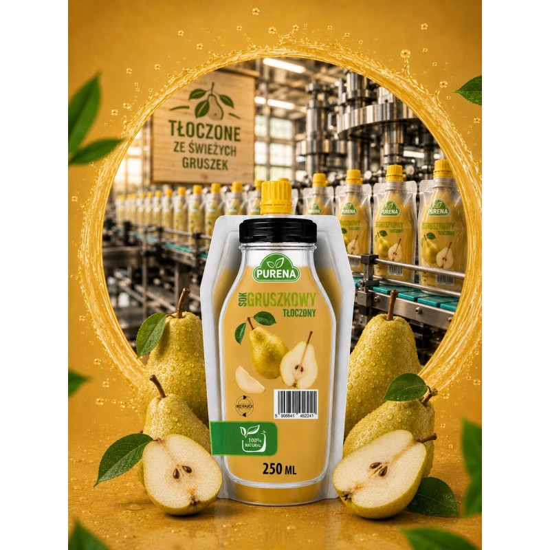 Sok gruszkowy bezpośrednio tłoczony z owoców BEZ KAUCJI PURENA 250 ml NFC