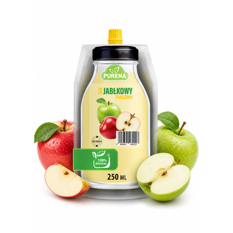 Sok jabłkowy bezpośrednio tłoczony z owoców BEZ KAUCJI PURENA 250 ml NFC