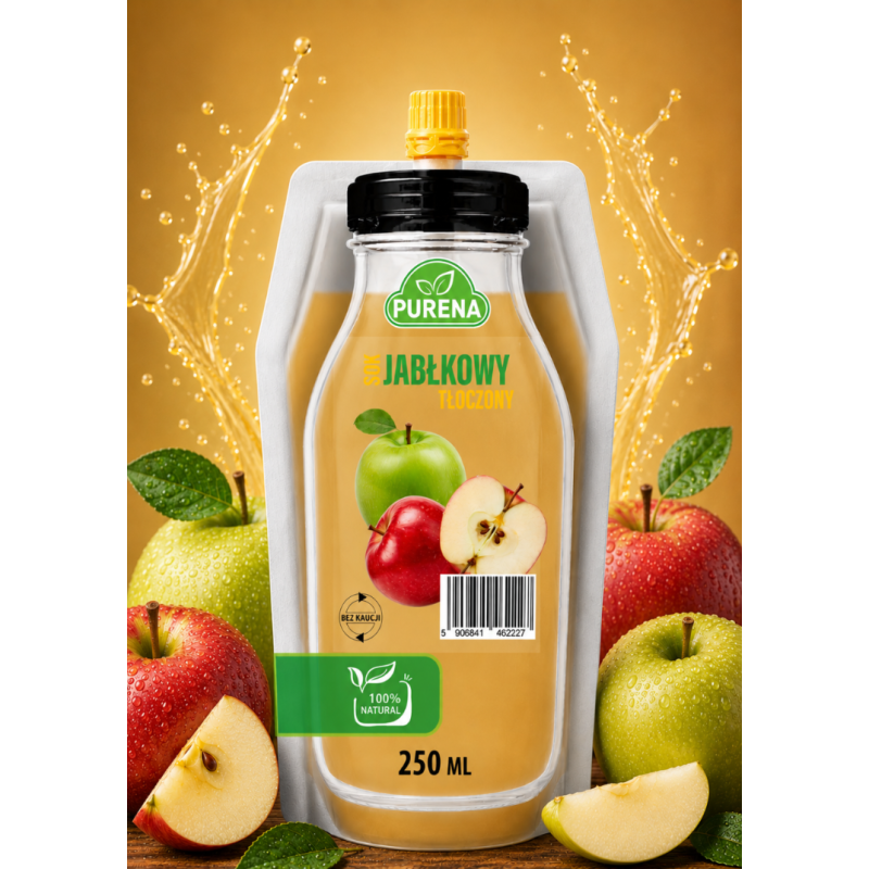 Sok jabłkowy bezpośrednio tłoczony z owoców BEZ KAUCJI PURENA 250 ml NFC